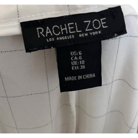 Rachel Zoe | White Windowpane Elastic Waist Crop Preppy Pants Sz 6 Checkered - Picture 5 of 6